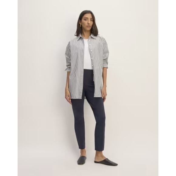 Everlane Womens The Bi-Stretch Work Pant Side Zip Mid Rise Navy Blue Size 0 NEW - Picture 1 of 12